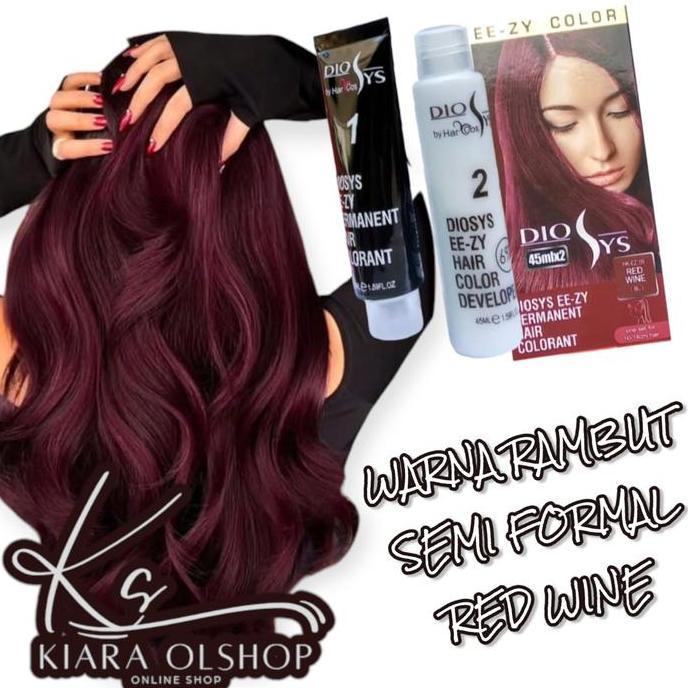 Haircare- Diosys Cat Rambut Red Wine Pewarna Rambut Merah Marun 45Ml Warna Tahan Lama Dye Elegant Se