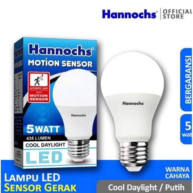 LAMPU LED SENSOR GERAK / MOTION SENSOR HANNOCH 5 WATT CAHAYA PUTIH