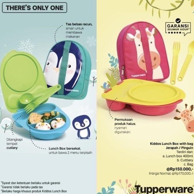 Tempat makan anak Tupperware Kiddos Lunch set berhadiah Tas