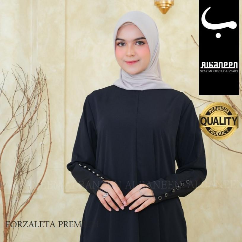 pengiriman cepat [NEW Mola Dress] Gamis hitam jetblack kiara polos premium | Abaya hitam anti uv mew