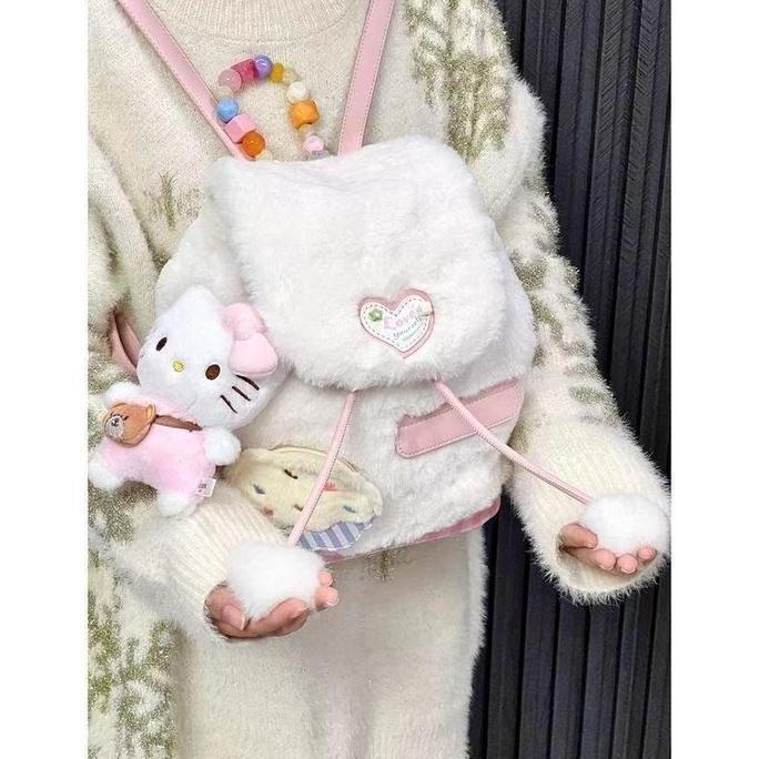 Tas ransel wanita lucu import korea/Tas sekolah Bulu unik wanita import lucu/tas sekolah backpack Re