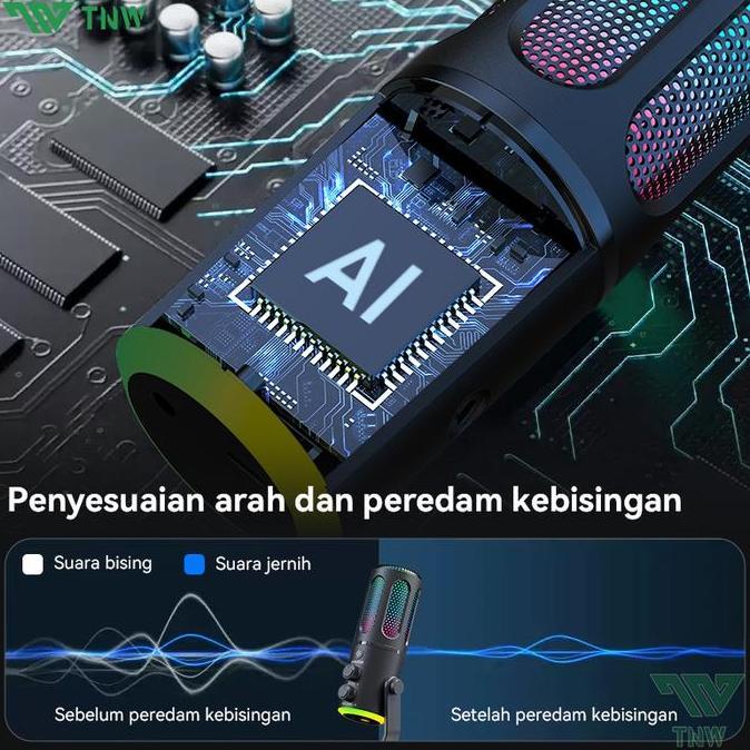 Yoiyoman- Tnw K18 Microphone Condenser Usb Type-C Mikrofon With Rgb Dynamic MicCondenser Zero Latenc