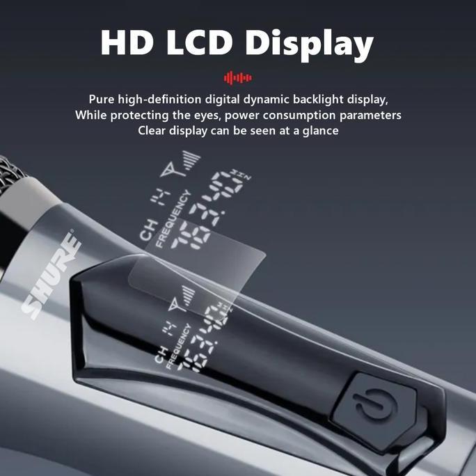 Yoiyoman- Shure302 Mic Wireless Mic Karaoke Tanpa Kabel Uhf Mikrofon Genggam Led Double Digital Mikr