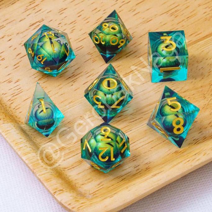 Promo [Ready] Premium High Quality Polyhedral Resin Dice - Dadu set | DND Dungeon Dragon | Liquid Co