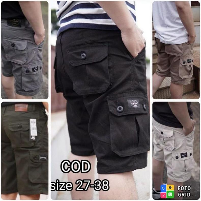 premium celana cargo pendek bahan drill ukuran 27 38 / celana pendek cargo distro / celana cargo cas