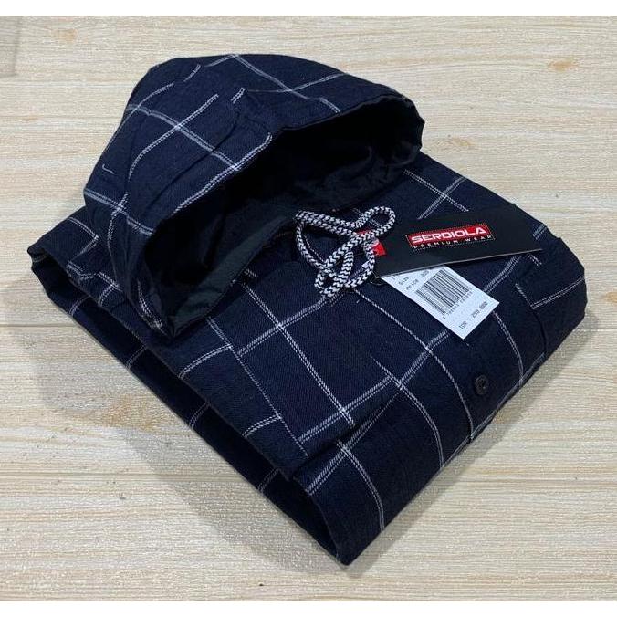 DI83 - Dav Supply.co - Kemeja Flanel Hoodie Casual Lengan Panjang Pria dan Wanita Premium Baju Distr