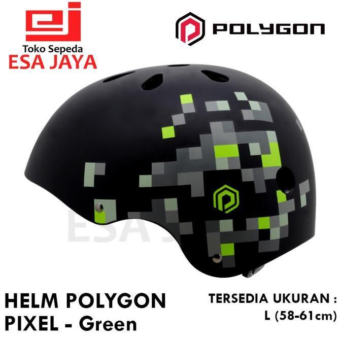 Helm Polygon PIXEL Batok Helmet Sepeda BMX Urban - Green - Size L