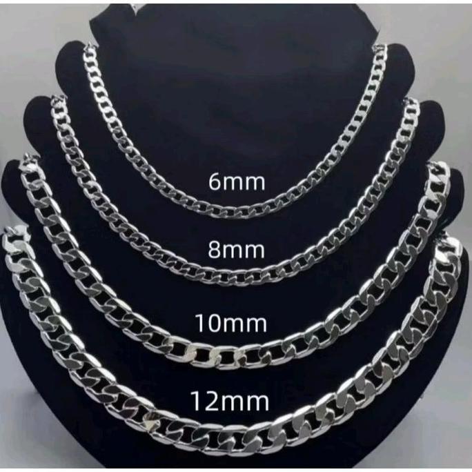 DS37 - Kalung Hip Hop Titanium Silver 6mm 8mm 10mm 12mm Jumbo Kalung Neclake Hip Hop  Stainless Stee