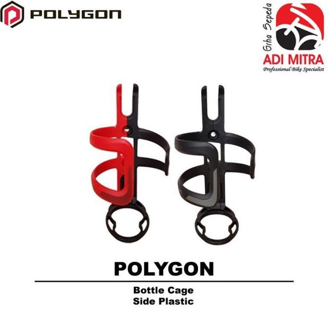Polygon Cagak Botol Sepeda Side Plastic - Botol Air Minum Bersepeda Hitam Merah Bahan Plastik Dengan