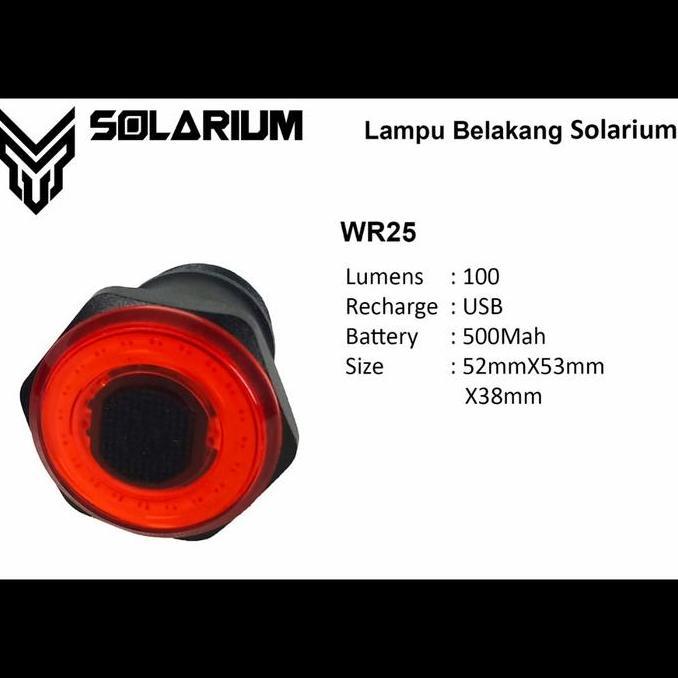 Lampu Belakang sepeda Smart LED Solarium