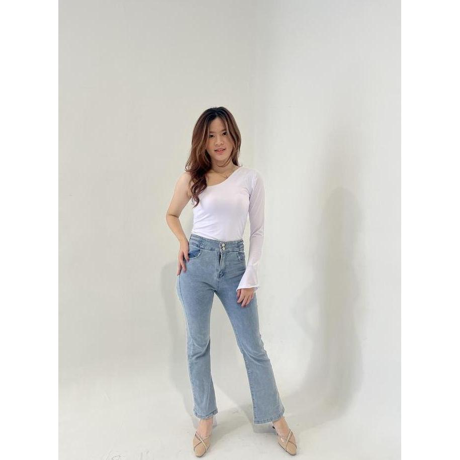 DI115 >> AMBER One Shoulder Bodysuit | Tarzan Top | One Shoulder Long Sleeve Top