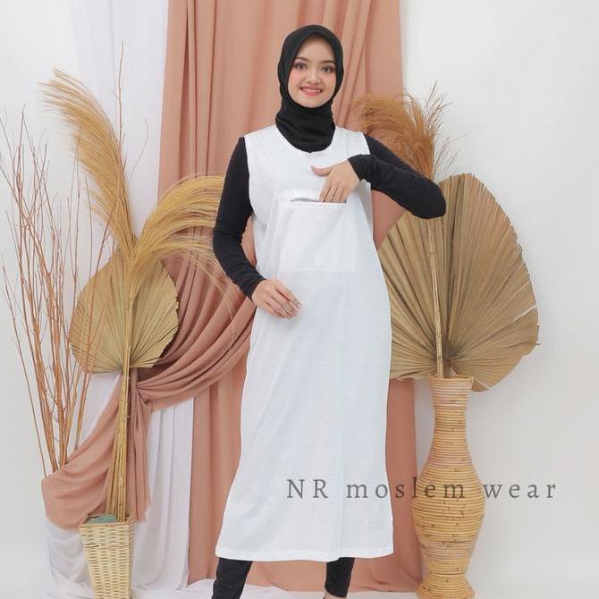 DV84 - Singlet gamis , dalaman gamis putih , singlet berkantong kode GM-02