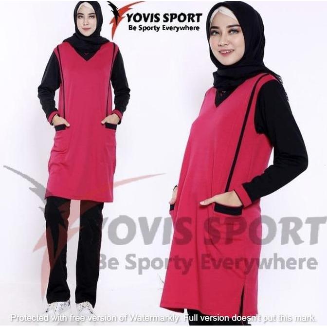 setelan senam tunik wanita / setelan senam yovis /setelan senam yoga / setelan aerobic Muslim Sport 