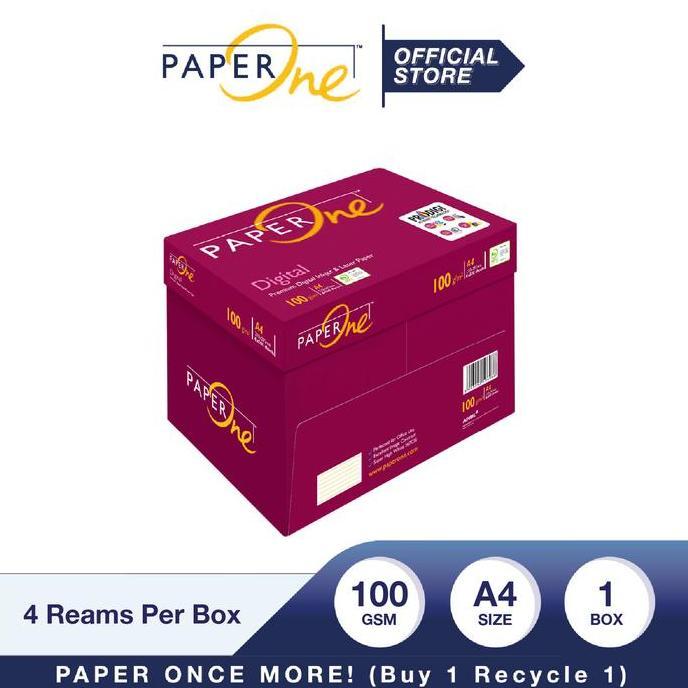 TERBARU - PaperOne Kertas A4 100gr Digital 1 Box (2000 lembar) Kertas HVS
