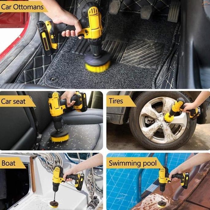 Langsungbersih- Mata Bor Sikat Pembersih Serbaguna Adaptor Bor Sikat Cleaning Head