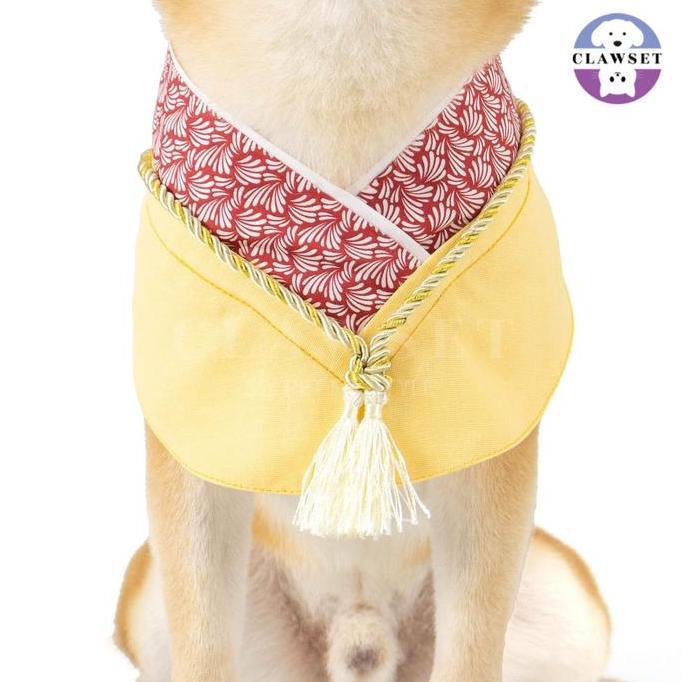 TERMURAH - Clawset -  Pet Fashion - Yukata Collar - Inusama Collection - Custard Yellow