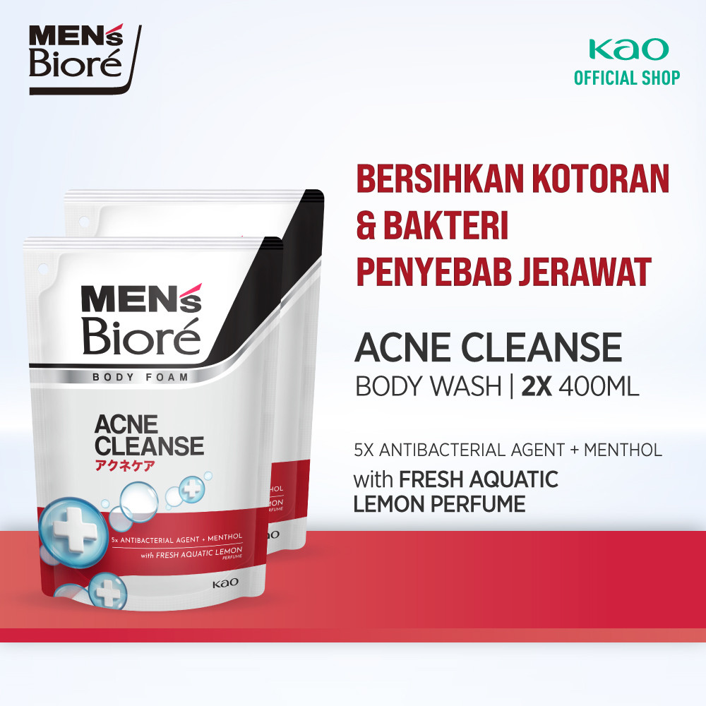 Men's Biore Body Foam Acne Cleanse 400 ml Pouch Twin Pack