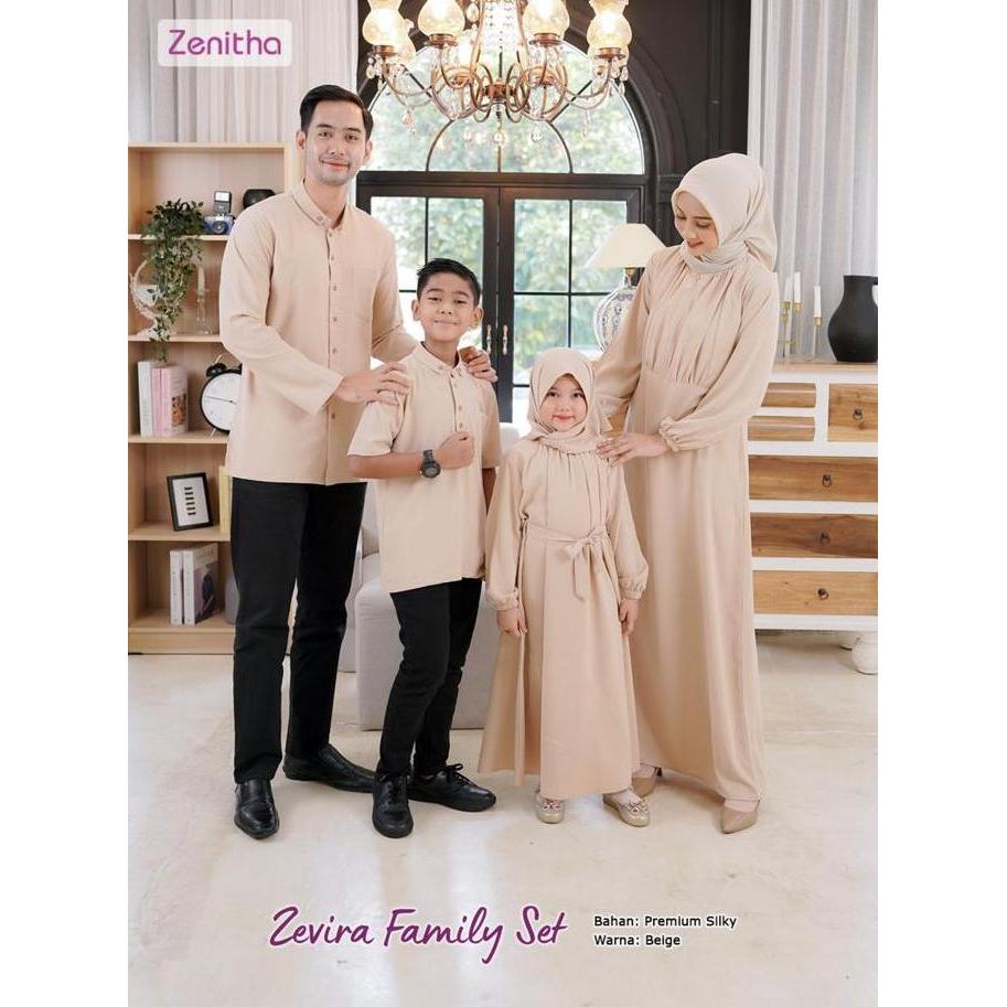 Zenitha-  Zevira Family Beige/Taupe Set Sarimbit Keluarga Lebaran Couple Family Set Premium