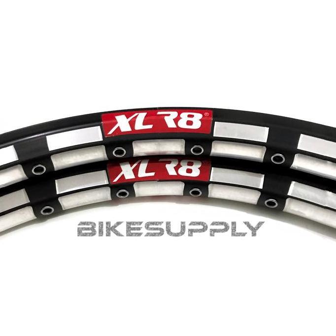 Velg Sepeda Ukuran 20 Murni Merk XLR8 28 H Hole Warna Hitam Kombinasi Chrome Rem Cakram Disc Cop FV 