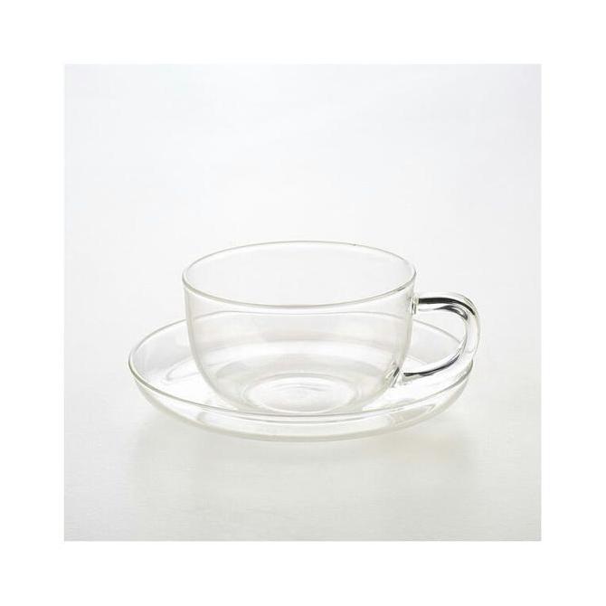 NEW SUJI Ruben Cup and Saucer 250ml-Cangkir Gelas Kaca Kopi Saus