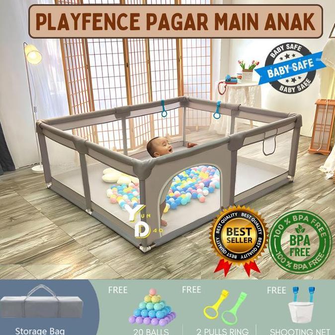 Pagar Tempat Main Kolam Mandi Bola Anak Rumah Taman Baby PlayFence Playmat Playpen Pengaman Lahan Ma
