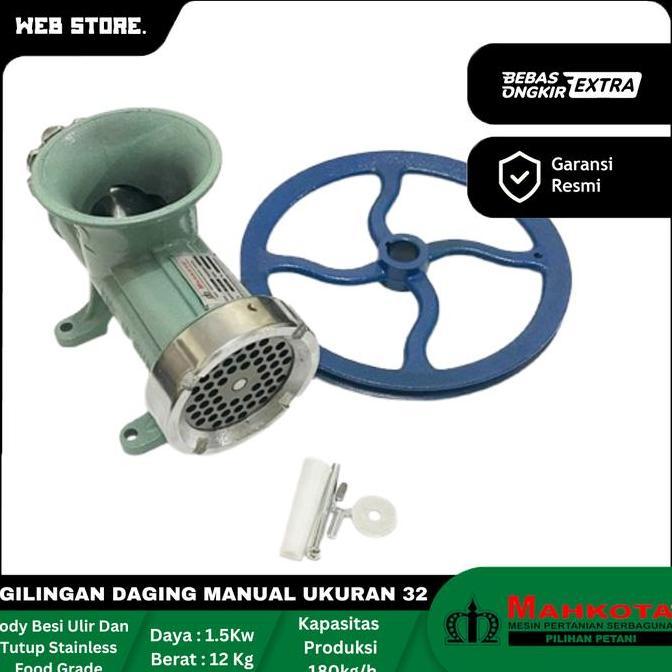Mesin Gilingan Daging Manual Mesin Giling Kacang No 32 Mahkota Meat Grinder Body Besi Ulir Stainless