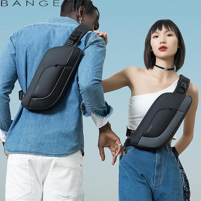Bange Tas Selempang Pinggang  Pria  Waistbag Pria  Slingbag  Pria Bg7312 Hitam Plastik