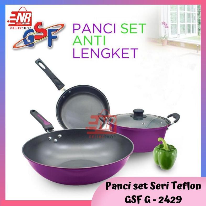 Panci set anti lengket / Panci set GSF G-2429 / Panci Wajan Set Penggorengan Non Stick Anti Lengket 