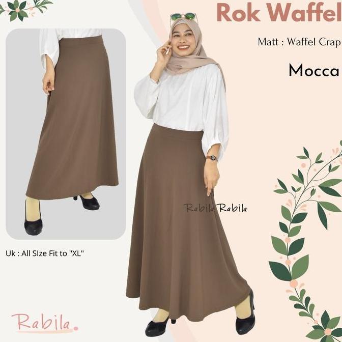 Rok wanita Lebar mode payung - Bahan Waffle Crape - Bawahan Muslim Panjang Pinggang Karet