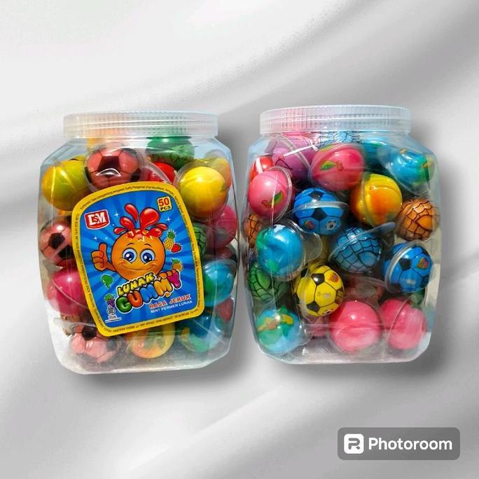 Termurah / Hot Sale Gummy @50Pcs - Permen Lunak Bulat Motif Mata , Bola , Buah Buahan - Permen Lunak