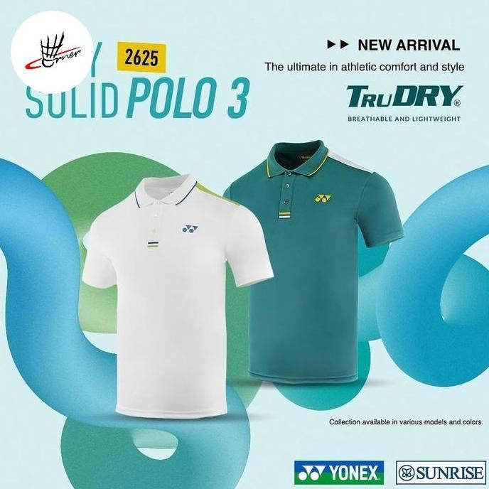 Baju Kaos Jersey Badminton Bulutangkis Easy Solid Polo 3 Yonex 2625 Kerah Casual Original