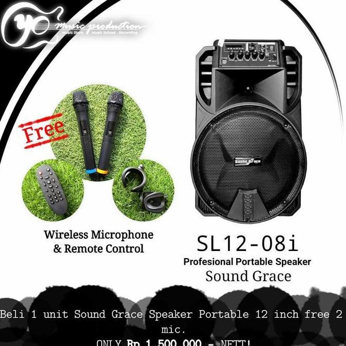 Speaker Sound Grace Portable 12 inch SL12-08i free 2 mic