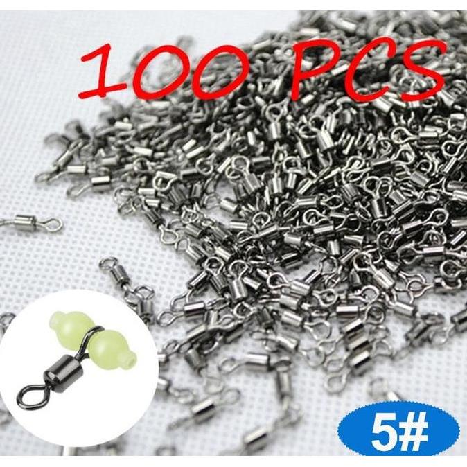 DRAMANINE Konektor Umpan Kail Pancing Stainless Steel 5# 100 PCS