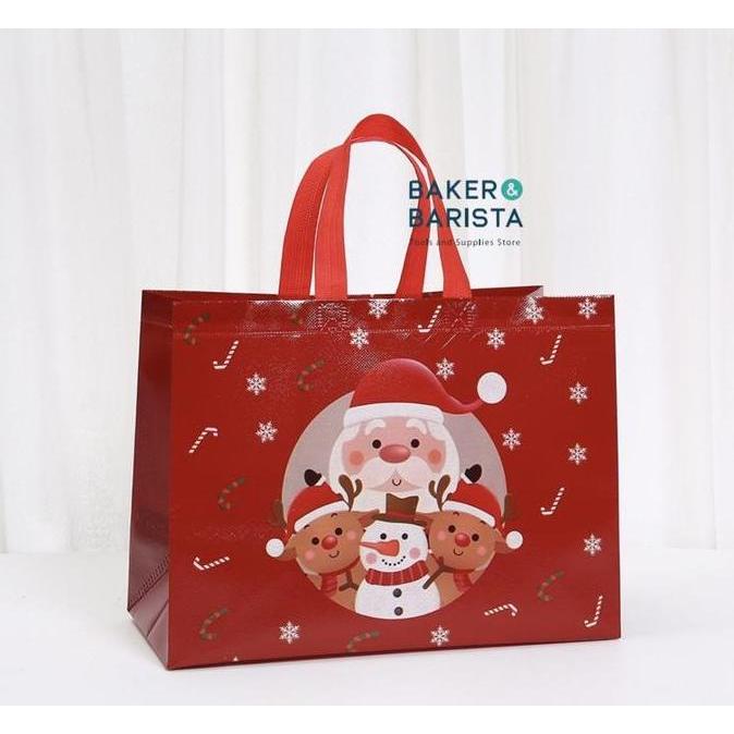 @=@=@=@=] Xmas Non Woven Bag Santa 33x17x25cm Goodies Bag Natal Tas Kado Bungkusan Christmas Kue Ker