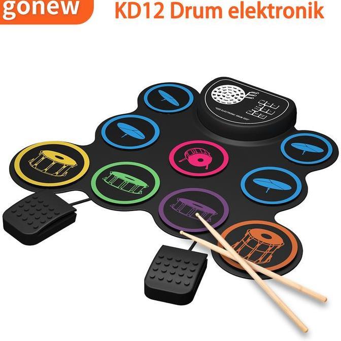 Bay_storeplus - Gonew KD12 Kit Drum Elektronik / Kit Drum Elektronik Suara Eksternal Portabel Blueto