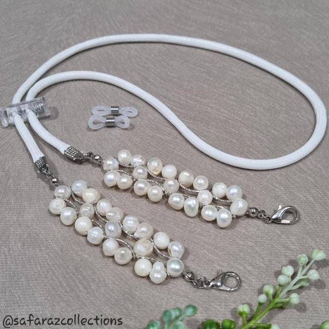Konektor Masker Hijab, Strap Serut & Tali Kacamata Mutiara Air Tawar