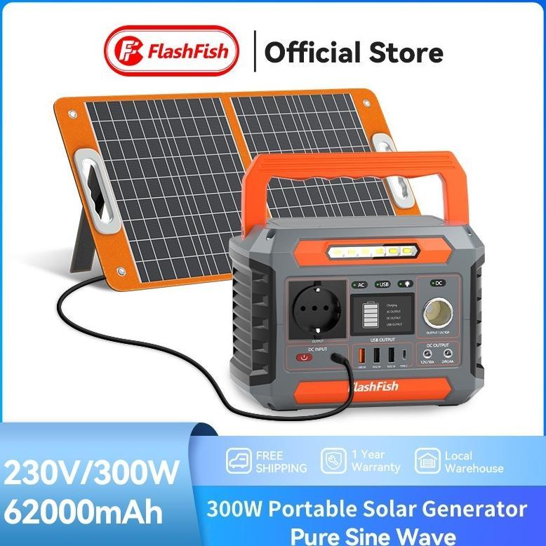 [NEW] Flashfish 300W 230Wh Portable Power Station Powerbank Solar Cell Camping Solar Generator Listr