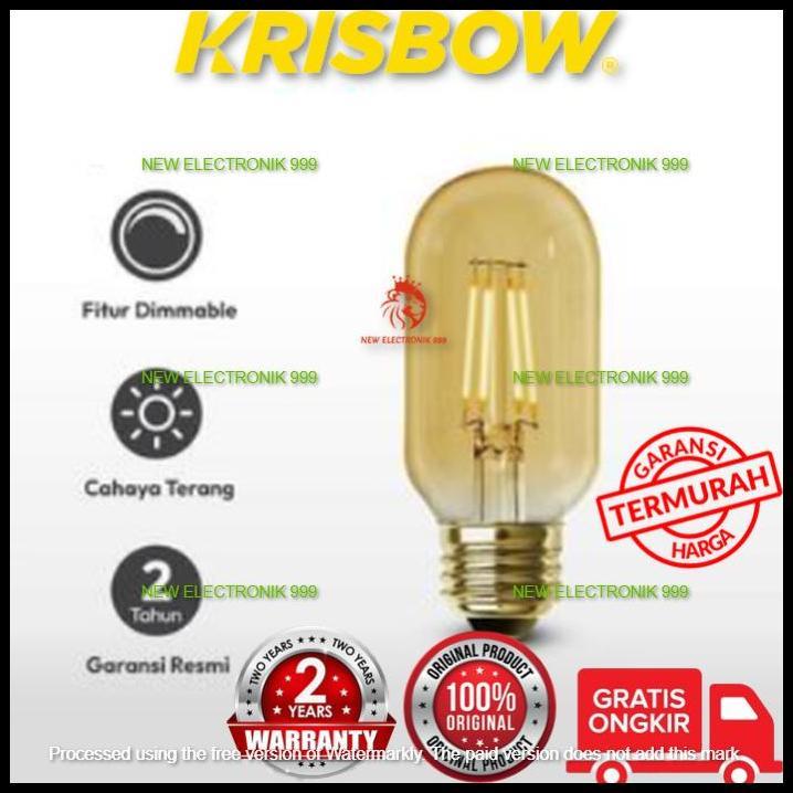 BEST DEAL KRISBOW BOHLAM LED FILLAMENT TUBULAR 4 WATT 345 LUMEN E27 2700K WARM WHITE DIMMABLE BULB F