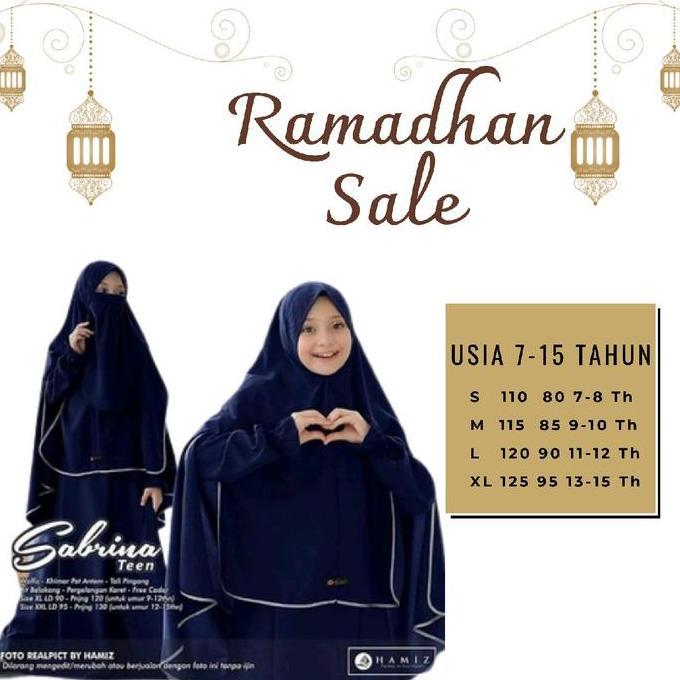 AHbusana Sabrina Kids Gamis Muslim Anak Plus Cadar Usia 7-15 Tahun Baju Santri Cewek Hitam Gamis Sat