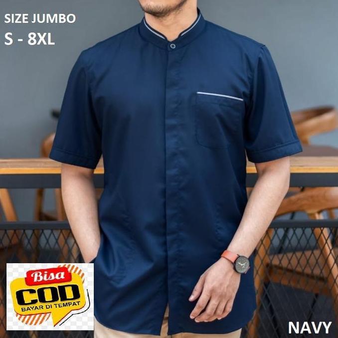 BAJU KOKO DEWASA TERBARU 2023 BAJU KOKO LENGAN PENDEK KOKO JUMBO XXL NAVY