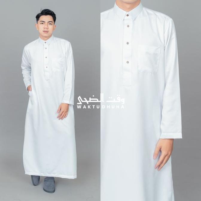 WAKTU DHUHA - Jubah Saudi Elegant Model Kerah Kemeja Polos Lengan Panjang