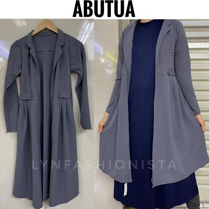LONG OUTER CARDIGAN PANJANG WANITA MUSLIMAH KERAH JERUK TEBAL MEWAH/VIKA