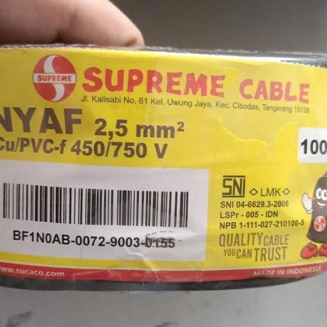 Promo Kabel NYAF 2.5 mm Hitam Supreme NYAF 1 x 2.5 mm per Roll 100 meter Merah Biru Kuning Hijau Dis