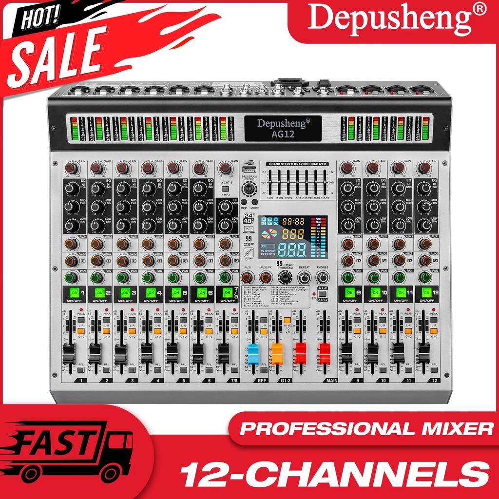 12Channel Digital Mixer Depusheng Professional audio mixing 99 DSP digital effects audio console mix