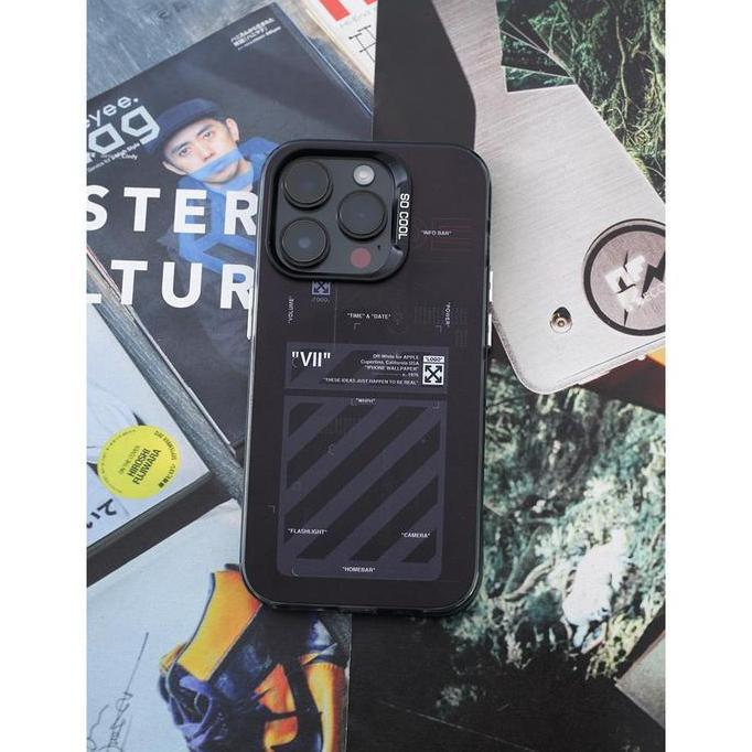 IDNS Hardcase Off-White 01 Black  Case Iphone 11 12 13 Pro Max 14 Pro Max 15 Pro Max