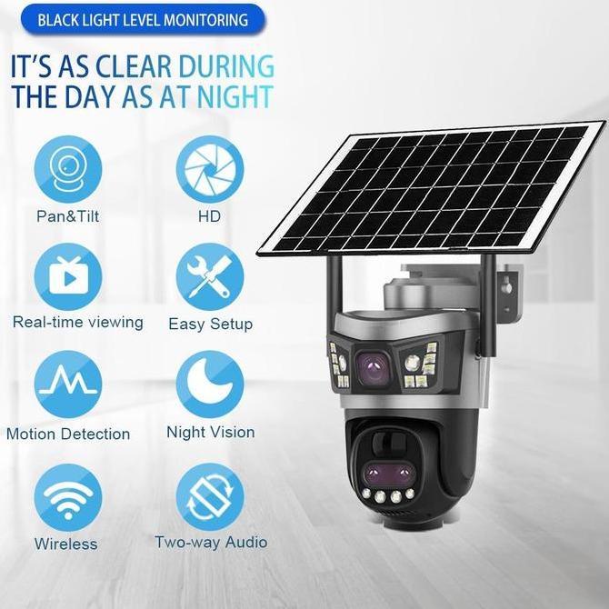 Murah V380 Kamera Cctv Solar Y12 Sim Card 12Mp Full Hd 355 Ptz Tahan Air Ip66 Deteksi Gerakan Dual L