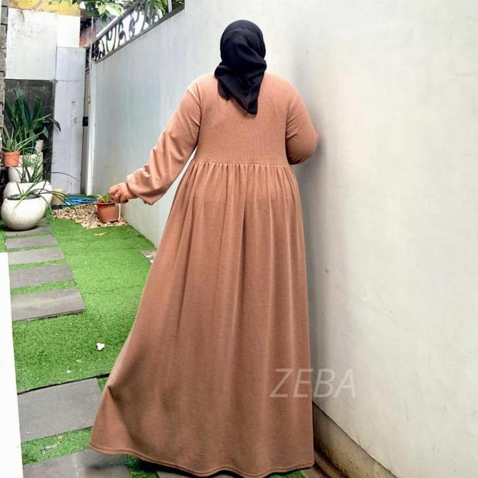 Zeba | Aruna Gamis Kaos Aster - Knit Jumbo 2 Ukuran Muat BB 70 - 200 kg Tekstur Salur Maxi Dress Wan