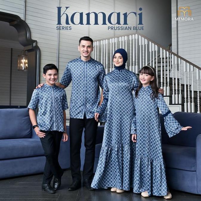 MEMORA Kamari Prussian Blue - Sarimbit Keluarga Lebaran 2025 | Baju Couple Keluarga Lebaran 2025 | D
