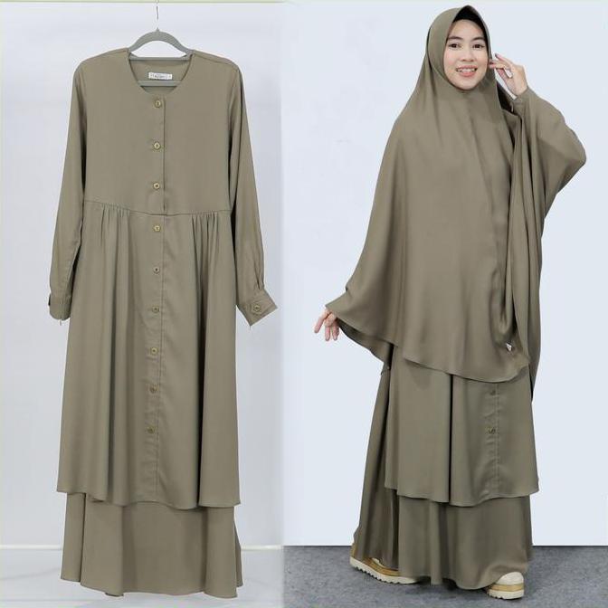 Gamis Kasual Harian Syari / Gamis Semi Tunic Lengan Skoder / Gamis Ayra by Hijab Hayuri