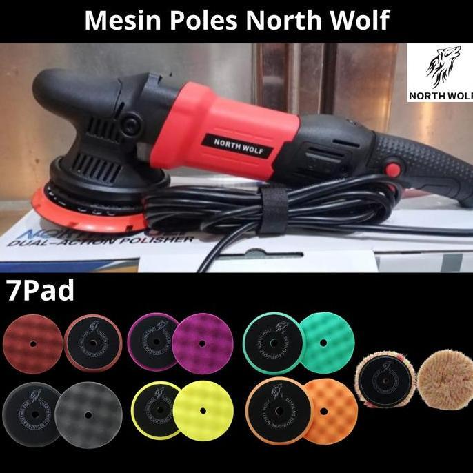 Powerx- Mesin Poles North Wolf Dual Action 15Mm Dual Action Polisher Mobil Car 3 Inch